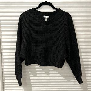 Small, long sleeve, cropped, knit, black Leith sweater
